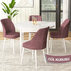 Concept Rox Serisi,  Yuvarlak Mutfak Masa Takımı, Beyaz Masa ve 4 Sandalye