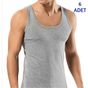 Erkek Gri Dar Kesim Pamuklu Atlet 6'lı Paket