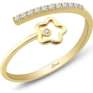 Şans Yolu Çiçek Taşlı Altın Yüzük
