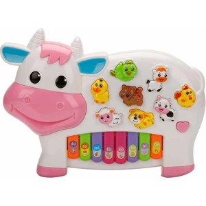 Can Ali Toys Çiftlik Hayvanları Sesli ve Işıklı Inek Piyano - Pembe