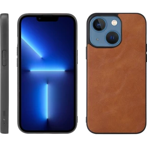 Yue Store Iphone 13 Kahverengi Için Cowhide Doku Pu Kılıfı (Yurt Dışından)