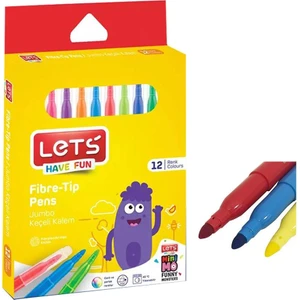 Jumbo Keçeli Kalem 12 Renk 1 Paket Lets Keçeli Kalem Jumbo 12 Renk