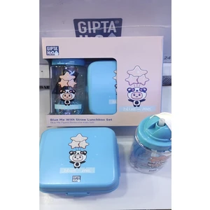 Blue-Me Tritan Pipetli Matara + Desenli Beslenme Kabı Seti-