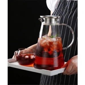 Metal Kapaklı Cam Sürahi 1600 ml Ateşe Dayanıklı