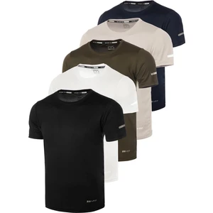 Ghassy Co. Erkek 5'li Paket Dry Fit Siyah Lacivert Beyaz Haki Gri  Atletik Nem Emici Günlük Tshirt