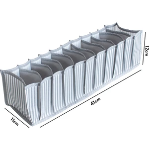 11 Gözlü Çekmece Içi Antrasit Çizgili Düzenleyici Organizer - Small 11 x 41 x 12 cm