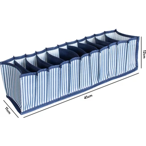 11 Gözlü Çekmece Içi Lacivert Çizgili Düzenleyici Organizer - Small 11 x 41 x 12 cm