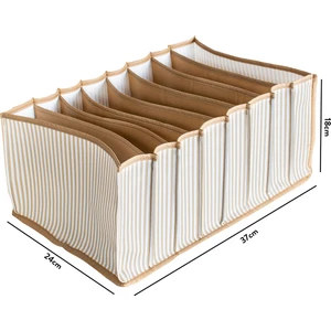 8 Gözlü Çekmece Içi Bej Çizgili Düzenleyici Organizer - Large 24 x 37 x 18 cm