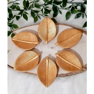 Kahve Yanı Sunumluk Yaprak Tasarımlı Drajelik Lokumluk 6lı Set