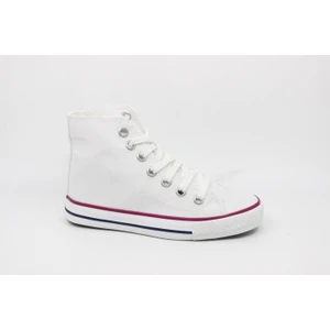 Çocuk Beyaz Bağcıklı Bilekli Keten Ayakkabı