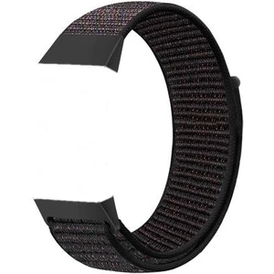 Fitbit Charge 3 Için Dokuma  Kordon Siyah Kırmızı Noktalı