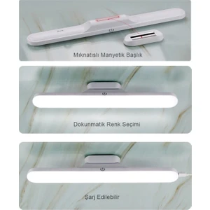 Mıknatıslı Şarjlı LED Işık Micro USB Şarjlı Kablosuz LED Lamba 3 Farklı Işık Cata Martı LED Aplik