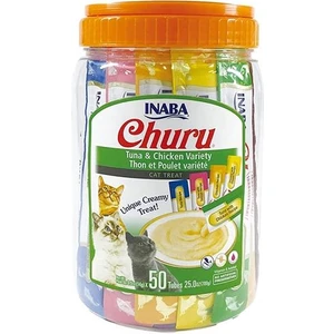 Gim Cat Ciao Churu Cream Tuna Balıklı ve Tavuklu Krema Sıvı Kedi Ödülü 14GR 50LI Saklama Kabı Hediyeli