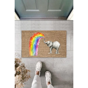 Dormot Home Modern Dijital Baskı - Gökkuşağı Fil Paspas - Dekoratif Kapı Önü Paspası