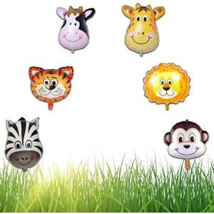 Patladı Gitti Safari Hayvanlar Kafa 6'lı Folyo Balon 35 cm