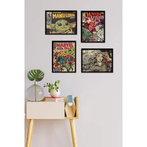 Marvel 4 Parça Çerçeve Görünümlü Set Tablo