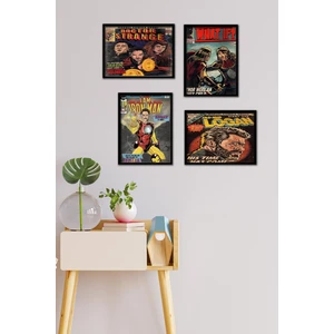 Marvel Afişleri 4 Parça Çerçeve Görünümlü Set Tablo