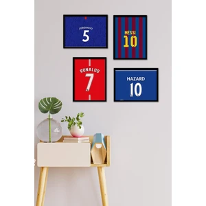 Futbolcu Formaları 4 Parça Çerçeve Görünümlü Set Tablo