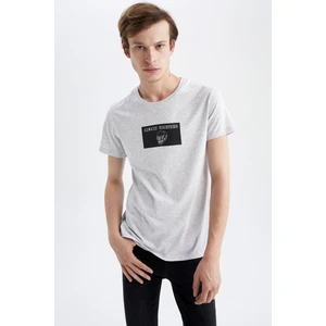 Slim Fit Bisiklet Yaka Kuru Kafa Baskılı Kısa Kollu Tişört W6091AZ22SP
