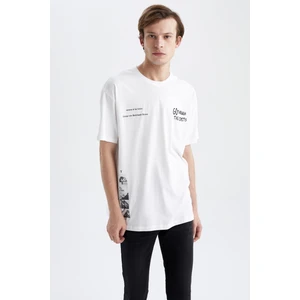 Boxy Fit Bisiklet Yaka Baskılı Tişört W6052AZ22SP