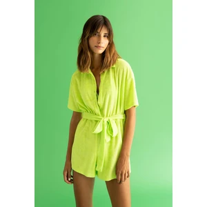 Fall in Love Regular Fit Pijama Yaka Havlu Kumaş Kısa Kollu Tulum Y0578AZ22HS