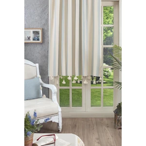 Ödel Home Buldan Keteni Çizgili Ponpon Detaylı Fon Perde