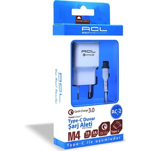 Sinerji Shop Acl M4 Type-C Duvar Şarj 18W Qc 3.0 3A Çıkış 1xusb Beyaz