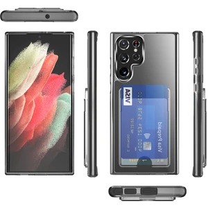 Samsung Galaxy S21 Ultra Kılıf Ultra Koruyucu Kartlıklı Ensa Kapak