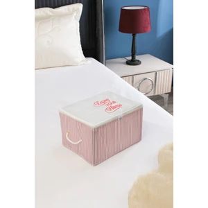 Mini Boy Baskı Detaylı Pembe Çizgili Hurç 30 x 22 x 18 cm