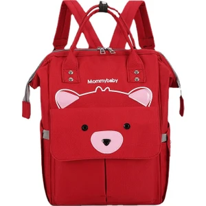 Lovehome Büyük Kapasiteli Ayıcık Detaylı Çok Fonksiyonlu Anne Bebek Çantası - Kırmızı (Yurt Dışından)