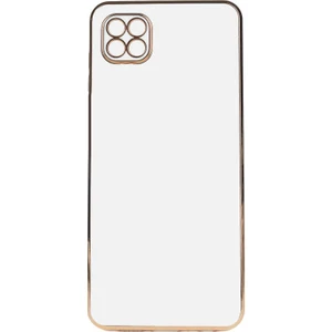 Case 4U Xiaomi Redmi 9C Kılıf Kamera Korumalı Yumuşak Pastel Altın Kenar Bark Kapak Beyaz