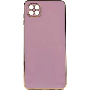 Case 4U Xiaomi Redmi 9C Kılıf Kamera Korumalı Yumuşak Pastel Altın Kenar Bark Kapak Mor