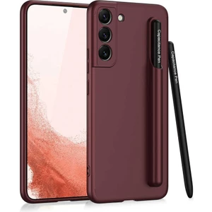 Case 4U Samsung Galaxy S22 Uyumlu Kılıf Kamera Korumalı Kalemli Ays Arka Kapak Koyu Mor