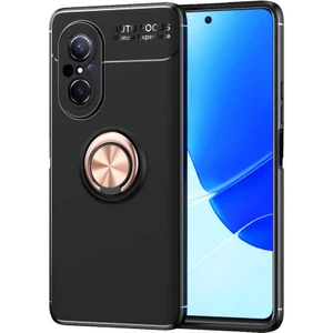 Case 4U Huawei Nova 9 SE Kılıf Kamera Korumalı Autofocus Shockprof Ravel Yüzüklü Standlı Slikon Kapak Siyah - Rose Gold