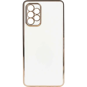 Case 4U Samsung Galaxy A13 4g Uyumlu Kılıf Kamera Korumalı Yumuşak Pastel Altın Kenar Bark Kapak Beyaz