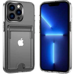 Case 4U Apple iPhone 13 Pro Max Kılıf Kartvizitli Sert Pc Silikon Ensa Kapak Şeffaf