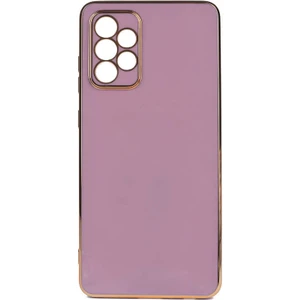 Case 4U Samsung Galaxy A13 4g Uyumlu Kılıf Kamera Korumalı Yumuşak Pastel Altın Kenar Bark Kapak Mor