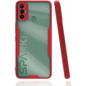 Case 4U Tecno Spark 7t Kılıf Kamera Korumalı Ultra Ince Buzlu Mat Renkli Parfe Silikon Kapak Kırmızı