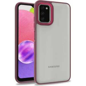 Case 4U Samsung Galaxy A03s Uyumlu Kılıf Kamera Çıkıntılı Arkası Kristal Şeffaf Hassas Tuşlu Renkli Kenarlı Flora Kapak Kırmızı