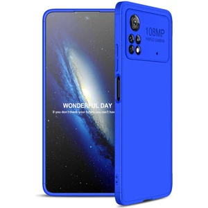 Case 4U Xiaomi Poco X4 Pro 5G Kılıf 3 Parçalı Tam Koruma Sert Mika Ays Kapak Mavi