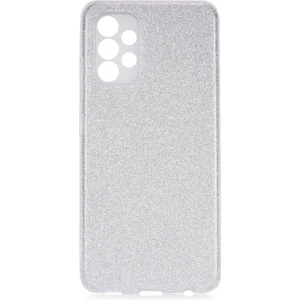 Case 4U A13 4g Uyumlu Kılıf Çift Katmanlı Simli Shining Sert Silikon Arka Kapak Gümüş