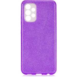 Case 4U A13 4g Uyumlu Kılıf Çift Katmanlı Simli Shining Sert Silikon Arka Kapak Mor