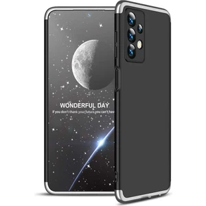 Case 4U Samsung Galaxy A23 Uyumlu Kılıf 3 Parçalı Tam Koruma Sert Mika Ays Kapak Siyah Gümüş