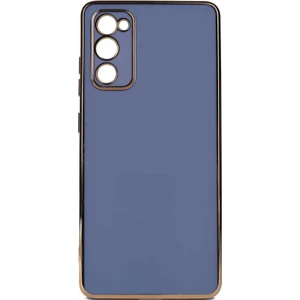 Case 4U Samsung Galaxy A03s Uyumlu Kılıf Kamera Korumalı Yumuşak Pastel Altın Kenar Bark Kapak Açık Mavi