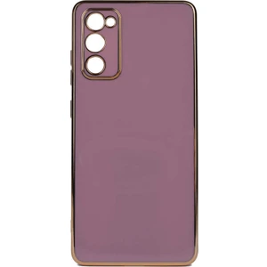 Case 4U Samsung Galaxy A03s Uyumlu Kılıf Kamera Korumalı Yumuşak Pastel Altın Kenar Bark Kapak Mor