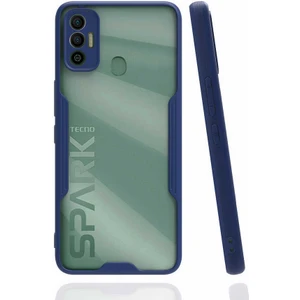 Case 4U Tecno Spark 7t Kılıf Kamera Korumalı Ultra Ince Buzlu Mat Renkli Parfe Silikon Kapak Lacivert