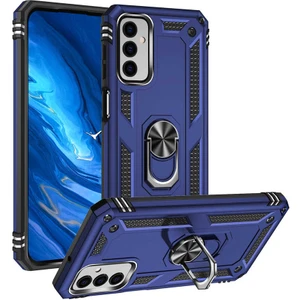 Case 4U Samsung Galaxy M23 Uyumlu Kılıf Çift Katmanlı Yüzüklü Manyetik Vega Kapak Mavi