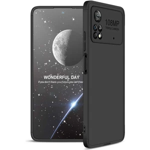 Case 4U Xiaomi Poco X4 Pro 5G Kılıf 3 Parçalı Tam Koruma Sert Mika Ays Kapak Siyah
