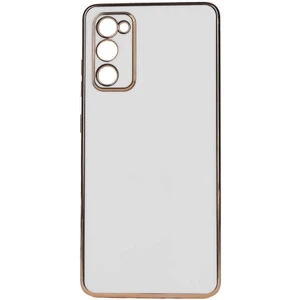 Case 4U Samsung Galaxy A03s Uyumlu Kılıf Kamera Korumalı Yumuşak Pastel Altın Kenar Bark Kapak Beyaz