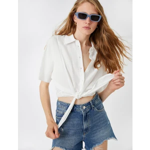 Oversize Crop Gömlek Bağlama Detaylı